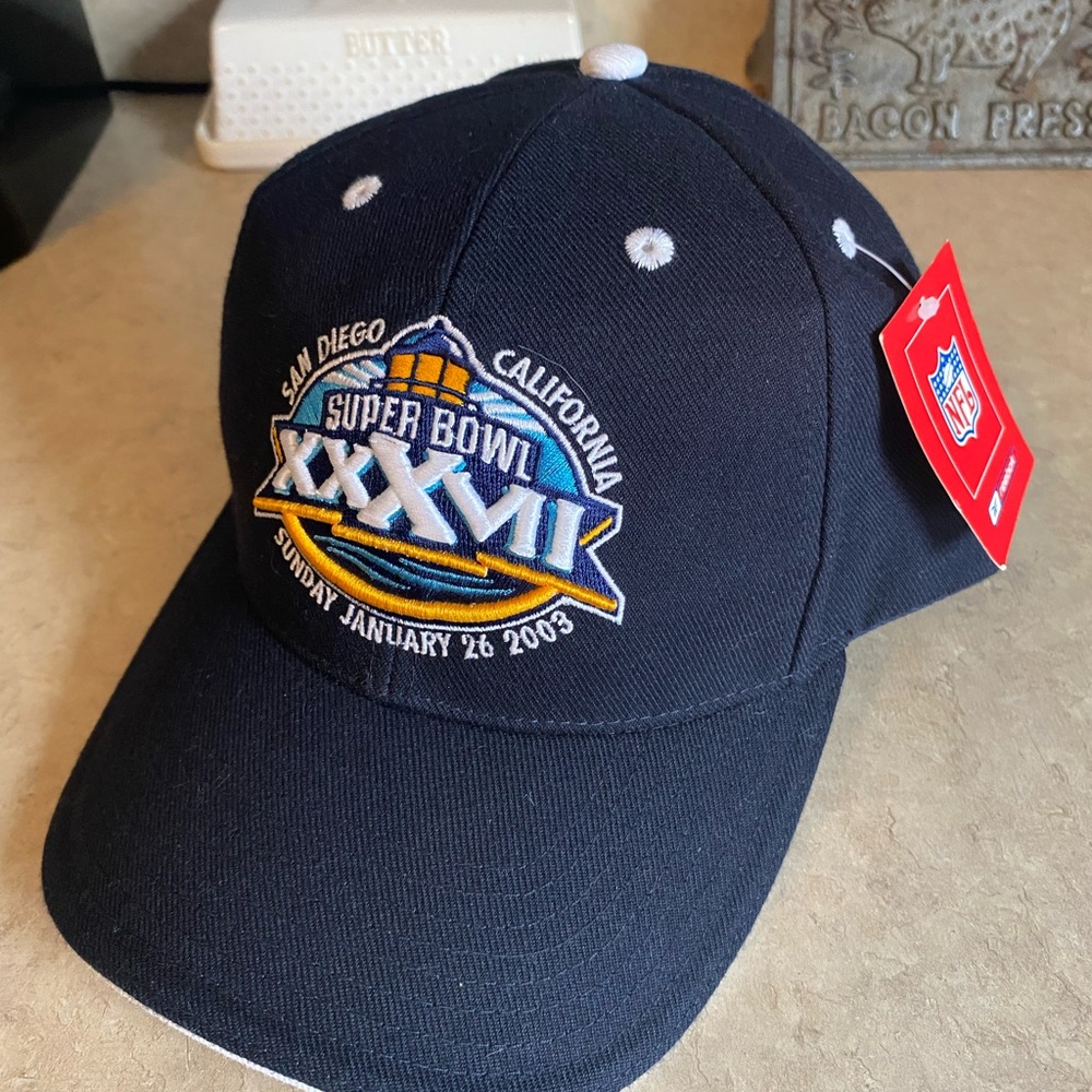 Vintage Reebok Super Bowl XXXVII NFL San Diego California Black Hat Cap ‘03 Y2K